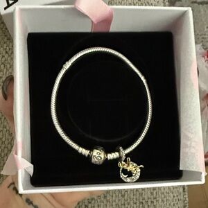 Pandora Silver Bracelet with Gold Charm